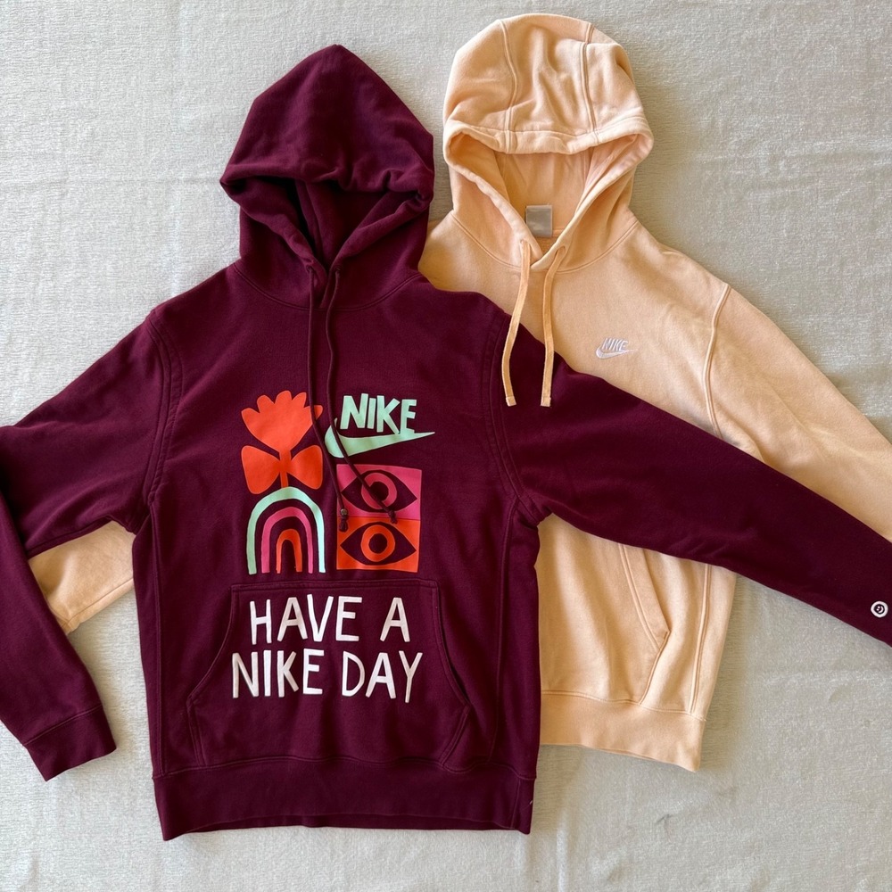 Nike Hoodie Peach Small Swoosh Pullover Sweatshirt Womens Size S - Picture 15 of 15